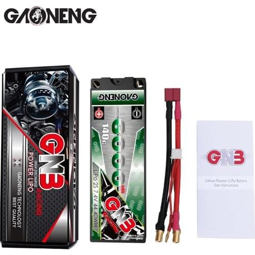 Gaoneng GNB 6000mAh 2S 7.4V 140C/280C see through Hardcase battery pack with 6.0mm bullet T plug for 1:10 1/10 RC Car Boat