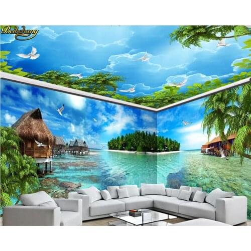 Beibehang Custom wall paper Maldives sea landscape island full house wall papers home decor wallpaper for kids room 3d wallpaper