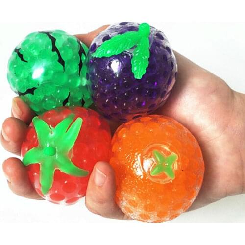 Free Ship Fruit Jelly Water Squishy Fidget Stress Reliever Toys Fruit Grape Gifts Squishy Ball Funny Autism Toys