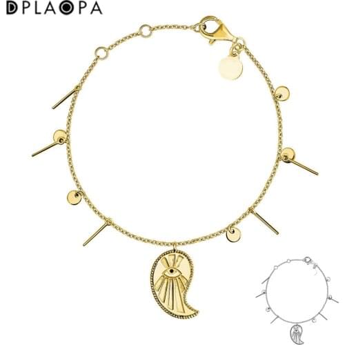 DPLAOPA 925 Sterling Silver Leafs Charm Bracelet With Gold Plated Silver Pendants Jewelry Women Wedding Party Jewels