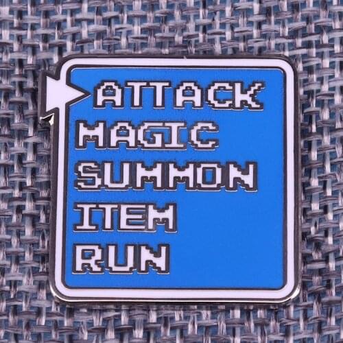 Attack Magic Summon Item Run Enamel Pin Dragon Quest Slime Hero Brooch Final Fantasy Battle Accessory