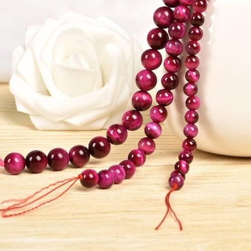Rose Red Tiger eye Semi -precious Natural Stone Round Beads For Jewelry Making 4/6/8/10/12 mm DIY Bracelet Necklace Strand 15