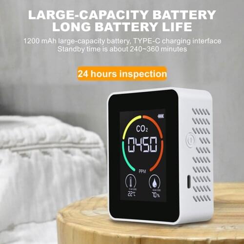 Air Quality Monitor CO2 Air Detector Carbon Dioxide Detector Temperature Humidity Sensor Real Time Reading