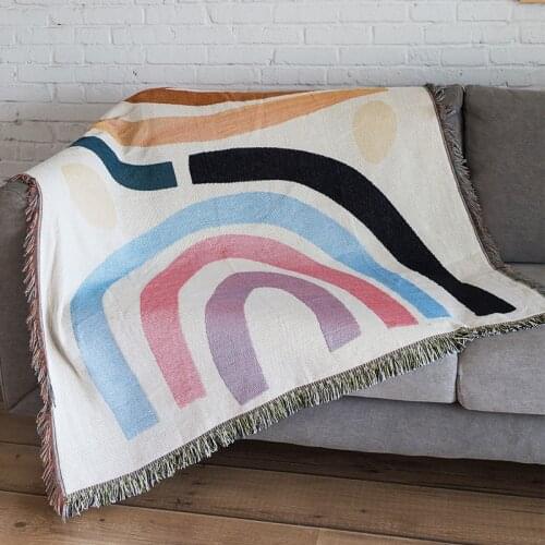 Aggcual Geometric boho throw blanket double-sided knitted sofa blanket cover bedroom bedspread Portable full cover tapestry XT12