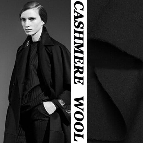 Double-Side Cashmere Wool Material Design Fabric Black for DIY Overcoat Scarf Winter Clothing