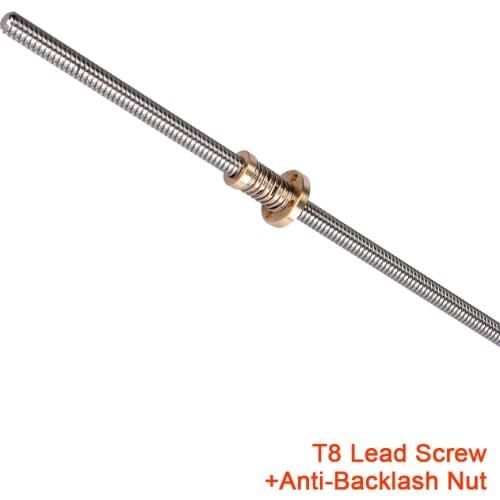 T8 Lead Screw 300 350 380 400 500mm Stainless Steel Trapezoidal Screw Stepper Motor + Anti Backlash Nut 8MM Kit 3D Printer Parts