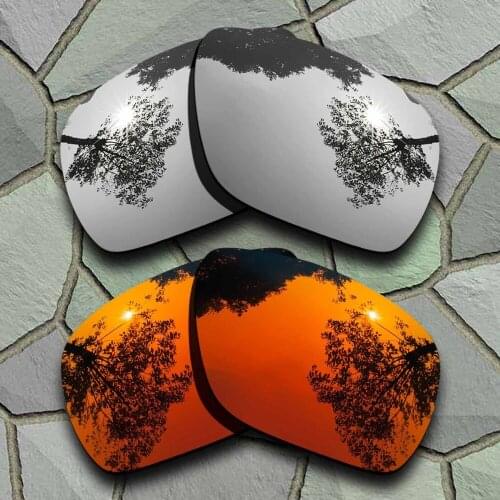 Chrome Titanium&Red Orange Sunglasses Polarized Replacement Lenses for Oakley Dispatch 1