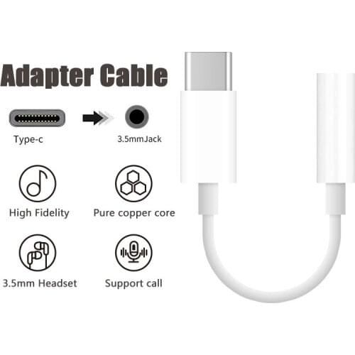 Type C Cable Adapter USB Type C to 3.5mm Jack Headphone Cable Audio Aux Cable Adapter Cable For Wired Headphone Connecting Phone