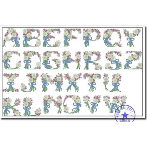 Top Quality lovely beautiful counted cross stitch kit daisy flower alphabet list flowers ABC