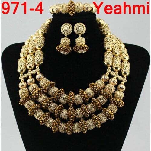 African Beads Jewelry Set Crystal Bride Nigerian Wedding Women Costume Jewellery Set 2020 Free Shipping 971-1