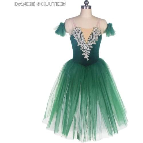 Top Quality Green Velvet Bodice Womens Ballet Dancing Tutu Leotard Dress Performance Costumes for Adult Girls 11 Sizes 21318