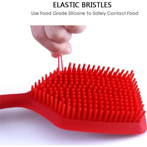 Oil-Proof Silicone Dishwashing Brush Wash Long-handled Pot Pan Brushes Multipurpose Kitchen Cleaning Toosl Dish Cleaning Sponge
