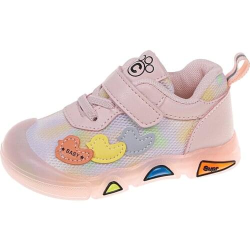 Fashion Childrens Shoes 2021 Autumn New Girls Breathable Mesh Childrens Sports Shoes Running Shoes Cute All-match Boys Shoes