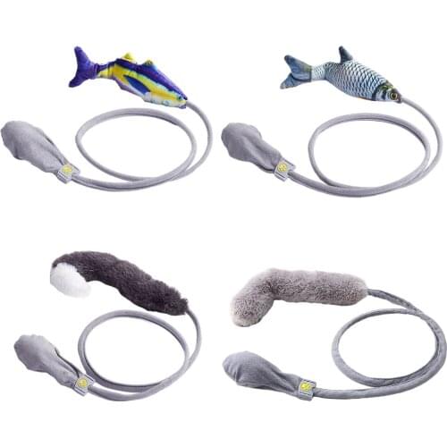 Pet Soft Plush Fish Shape Cat Toy 3D Simulation Fish Toys Funny Cat Chewing Playing Supplies Manual Control Wagging Fish