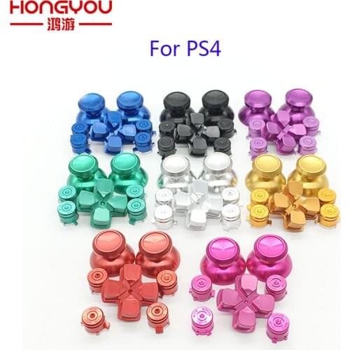 6Set For Dualshock 4 PS4 Pro Slim Controller Red Metal Analog Sticks Aluminum Dpad Action Buttons For Playstation 4 Gamepad