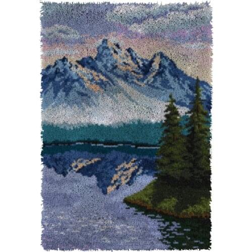 Latch Hook Rug Kits Snow mountain Crocheting Carpet Rug 100% Acrylic Yarn Cushion Mat DIY Carpet Rug Home Decor 61cmX85cm