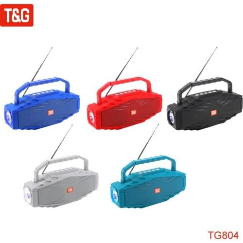 T&G TG804 New Wireless Loudspeaker Bluetooth Speaker Portable Outdoor Speakers Telescopic Antenna FM Phone Holder LED Flashlight
