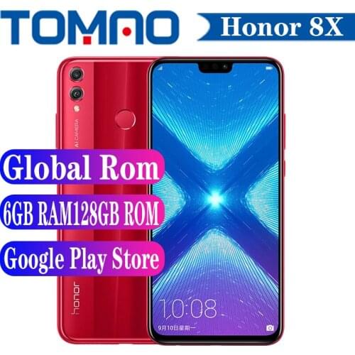 Official Global Rom Honor 8X Cell phone HiSilicon Kirin 710 Octa core 3750mAh 4GB 6GB Ram 64GB 128GB Rom 6.5inch 20MP Camera