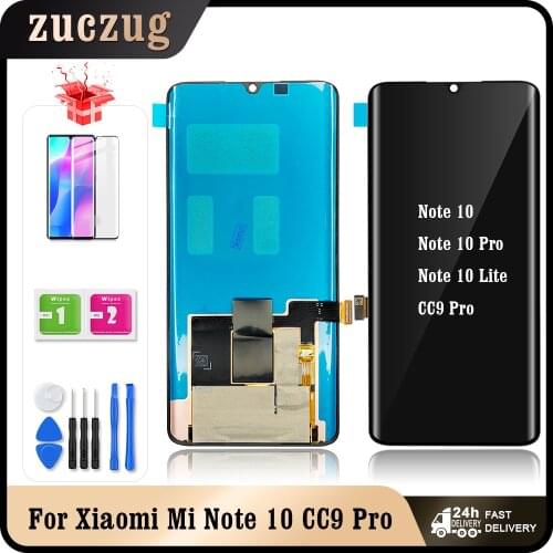 Original AMOLED For Xiaomi Mi Note 10 / CC9 Pro 6.47" LCD Display Touch Screen Digitizer Assembly For Mi Note10 Pro Lite
