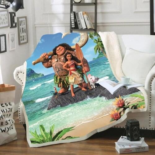 Cartoon Disney Princess Moana and Maui Blankets Plush Blanket Throw for Sofa Bed Cover Single Twin Bedding Baby Children Gift