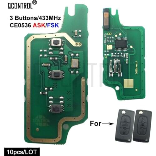 QCONTROL Car Remote Key Circuit Board for Citroen C2 C3 C4 C5 Berlingo Picasso Vehicle Control Alarm (CE0536 ASK/FSK, 3 Buttons)