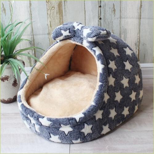 Foldable Pet Cat Cave House Kitten Bed Cama Para Cachorro Soft Dog House Cat Castle Home Shape Kitty Tent Puppy Kennel with Mat