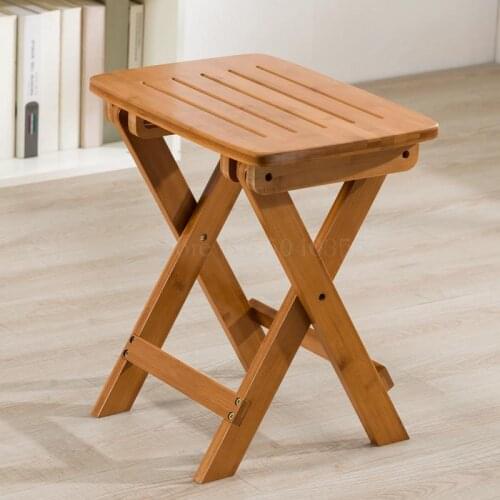 Folding stool portable home solid wood outdoor chair change shoe bench small bench Mazar plastic space