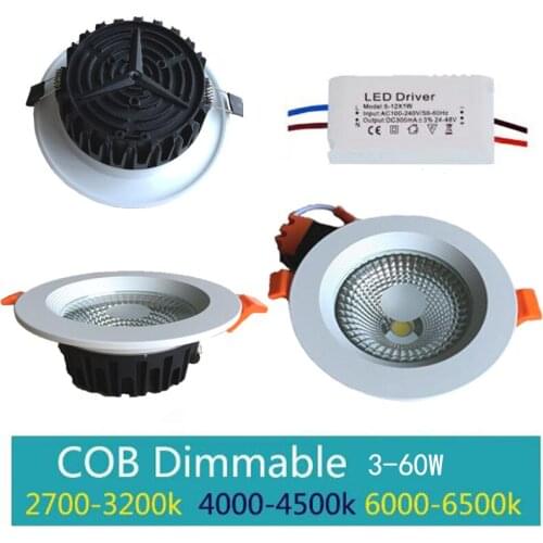 Led cob downlight dimmable 5w 7w 10w 15w 20w 30w 40w 50w 60w Anti-galre recessed led ceiling light LED Spot Light 110v 220v