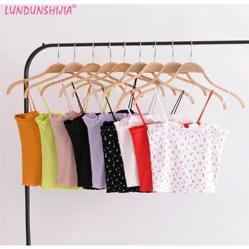 LUNDUNSHIJIA New Arrival 2019 Summer Women Sexy Camisole Tops Streetwear Fashion Sleeveless Short Tanks & Camis 9 Colors