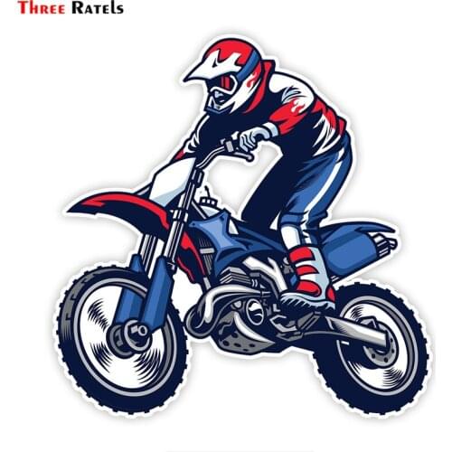 Three Ratels LCS030# 15x15cm motocross ride the bike colorful car sticker funny stickers styling removable decal