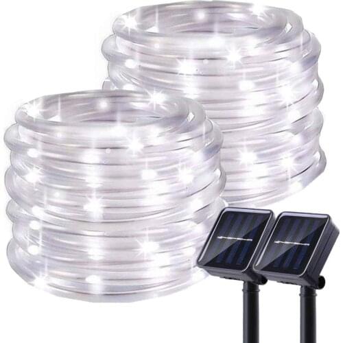 Solar String Lights Outdoor Solar Rope Lights 8 Modes Fairy Lights Waterproof PVC Tube String Lights for Garden fence Yard Party