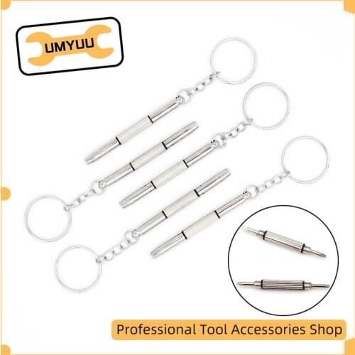 UMYUU 3 in 1 Portable Keychain Screwdriver Eyeglass Sunglasses Watch Repair Kit Tool Screws For Laptop 10Pcs/Set