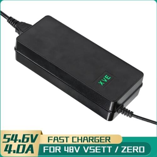 Universal XVE GX16 3-Pin 54.6V 4A AC/DC Li-Ion Battery Fast Charger for 48V VSETT 8 8+ 9+ ZERO 8 9 Kaabo Mantis Electric Scooter