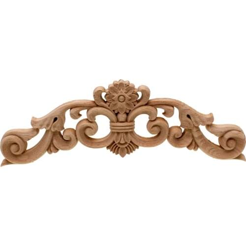 VZLX Vintage Unpainted Wood Carved Corner Onlay Applique Frame Decorate Wall Door Furniture Decorative Figurine Wooden Miniature