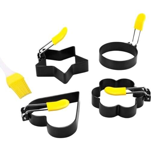 Egg Ring Circle Heart Flower Star Shapes Nonstick Egg Maker Molds with Silicone Handle for Egg Frying Griddle Pancake