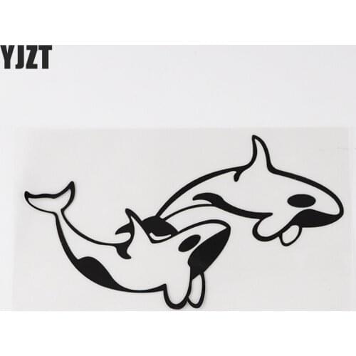YJZT 15.6CM×8.5CM Ocean Animal Killer whale Decal Vinyl Car Stickers Black/Silver 13D-1052