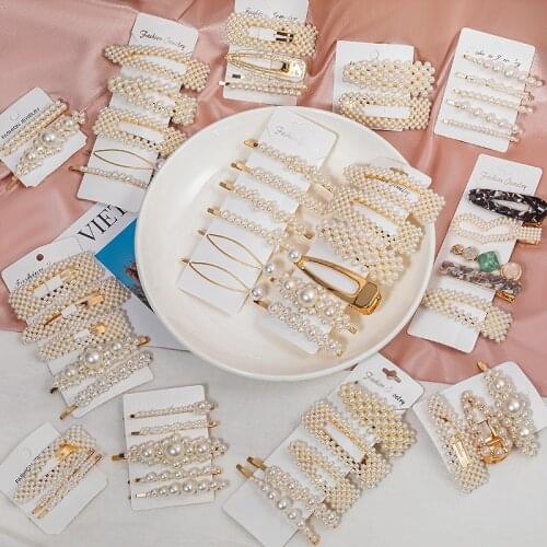 2020 1Set Popular Pearl Hair Clips Fashionable Woman Summer Hair accessories Hairpins BB Clip Styling Tools Barrettes Headwear