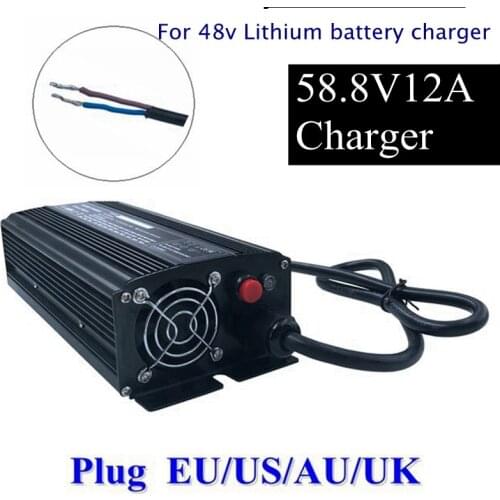 672W 58.8V 12A lithium battery charger for high quality 13S 48V lithium ion electric bike charger with strong heat dissipation
