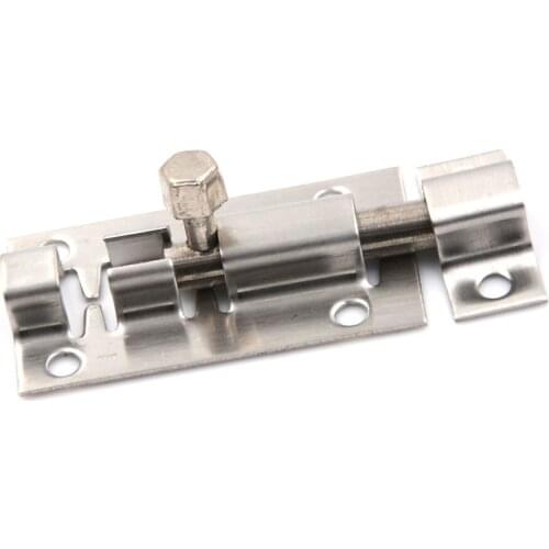 2Pc 2 Inch Long Silver Stainless Steel Door Latch Sliding Lock Barrel Bolt Latch Hasp Stapler Gate Safety Lock