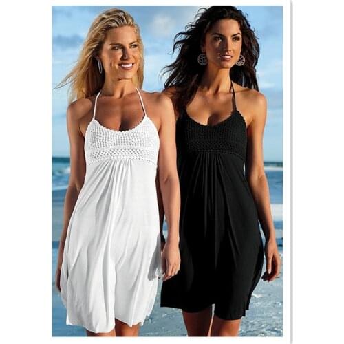 Women Summer Halter Dress Beach Wear Dress Handmade Bust and Smocked Back Braces Skirt Swimwear Cover ups Dresses