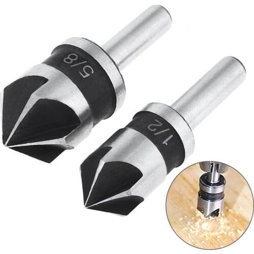 2pcs Five-blade Chamfering Tool Woodworking Opening Quick Steering Cutter Countersink Drill Bit