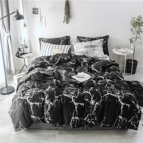 28 edding Set 100%Cotton Bedding Queen Size Quartz Printed Quilt Cover King Marble Cotton Double Bed Sets