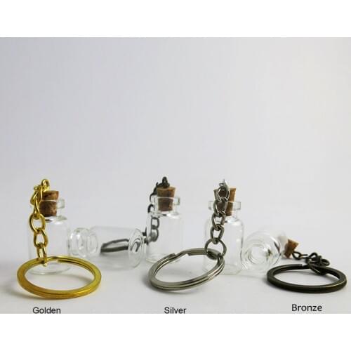 360 x 2ml Refillable Empty Clear Glass Bottle Cork Pendant Vial Key Chain 2cc Mini Cork pendant for Gift Wedding Using