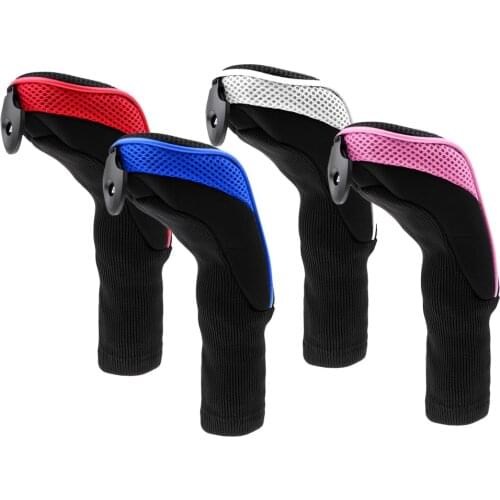 4Pcs Long Neck Golf Club Rescue Headcovers Golf Hybrid UT Headcover Golf Club Head Cover Flag Putters Clubs Gear Accessories