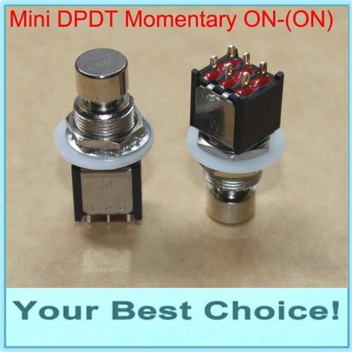 5pcs/Lot Mini DPDT Momentary ON-(ON) Guitar Effect Push Button Stomp Pedal Foot Switch