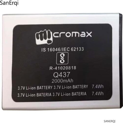 Q437 battery for Micromax Q437 Mobile Phone battery 3.7V 2000mAh 100% High quality Battery