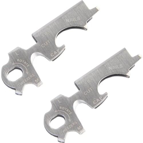 EDC Keychain Multi Tool Ring Pocket Tool 8-in-1 Bottle Opener Nail File Screw Driver Thread Cutter Nail File and Manicure