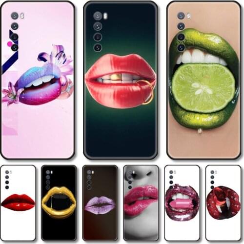 Colorful lips Phone Case For Huawei Nova 2 3 4 5 6 7 8 SE i E Pro Lite black cell shell