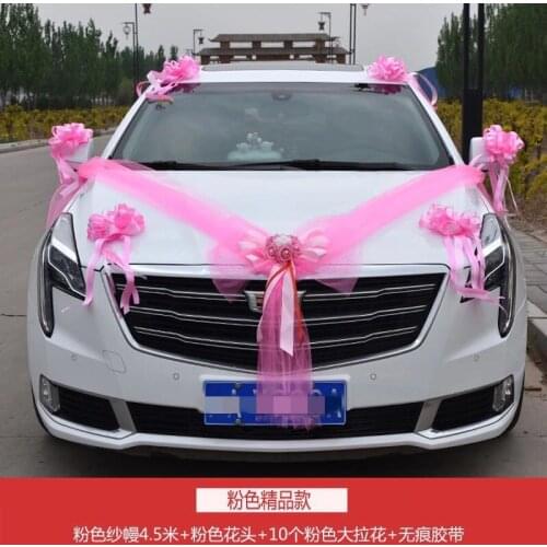 Colorful Artificial Flower for Wedding Car Decoration Bridal Car Decorations + Door Handle Ribbons Silk Flower For wedding