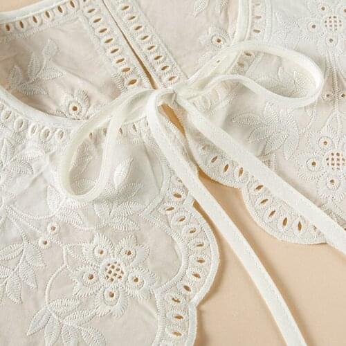 Korean Style Decorative Fake Collar Shawl Wrap Hollow Out Embroidery Sunflower Leaves Lace Necklace Vintage Short Poncho F3MD